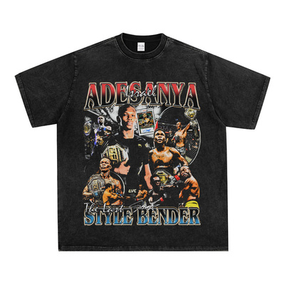 UFC Adesanya黑龙阿迪萨亚美式半袖拳击潮纯棉宽松短袖打底衫t恤