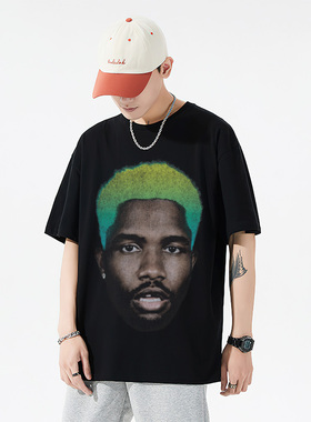 Frank Ocean法海弗兰克美式说唱纯棉嘻哈宽松Hiphop印花潮短袖t恤