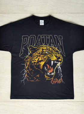 UFC Pereira佩雷拉 同款小领口重磅水洗做旧Vintage复古长短袖T恤