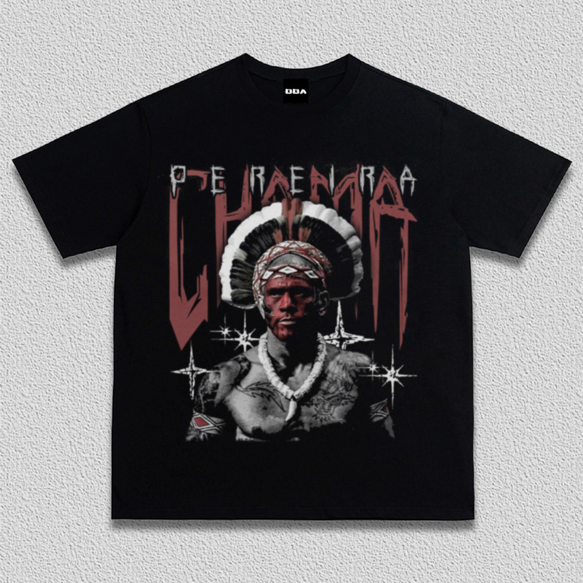 佩雷拉美式复古重磅纯棉UFC格斗短袖圆领宽松高街透气印花潮流T恤