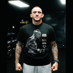 钻石达斯丁重磅美式纯棉UFC复古T恤夏季休闲圆领宽松爆款印花短袖