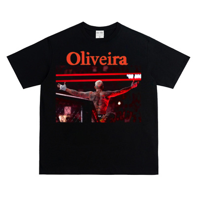 UFC Oliveira奥利维拉 格斗美式重磅印花短袖青年高街VintageT恤
