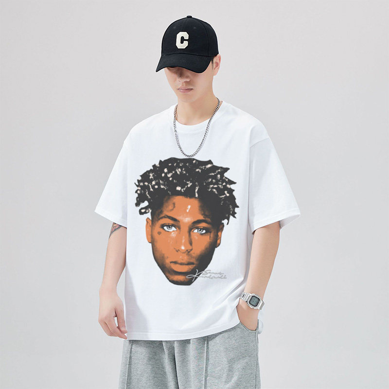 Nba Youngboy说唱歌手美式重磅纯棉摇滚Hiphop嘻哈潮宽松短袖t恤
