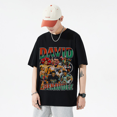 WBC David Benavidez大卫贝纳维德斯拳王数码印花宽松纯棉半袖t恤
