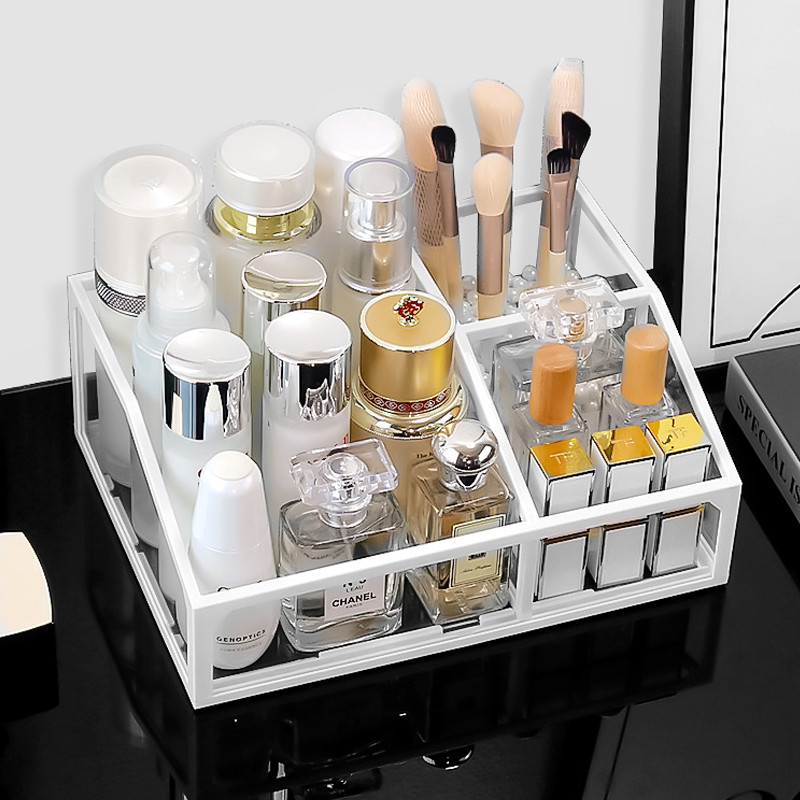 网红多功能玻璃化妆品收纳盒