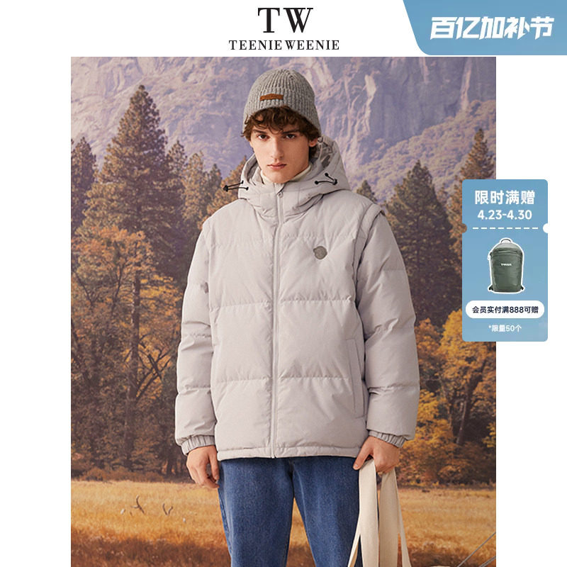 TeenieWeenie小熊男装冬季新款宽松连帽羽绒服保暖厚外套潮