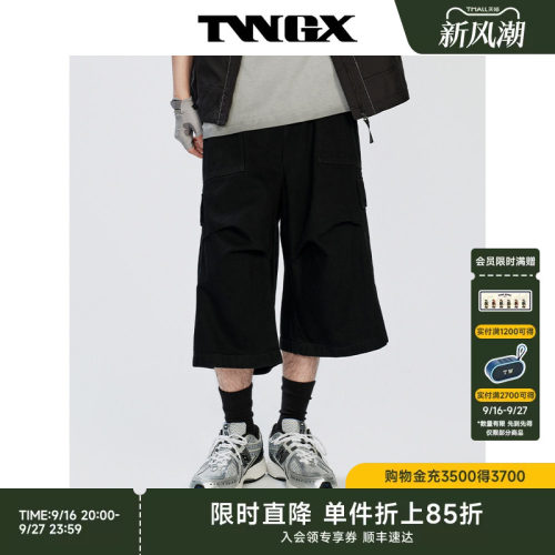 小熊男装宽松版多口袋牛仔短裤