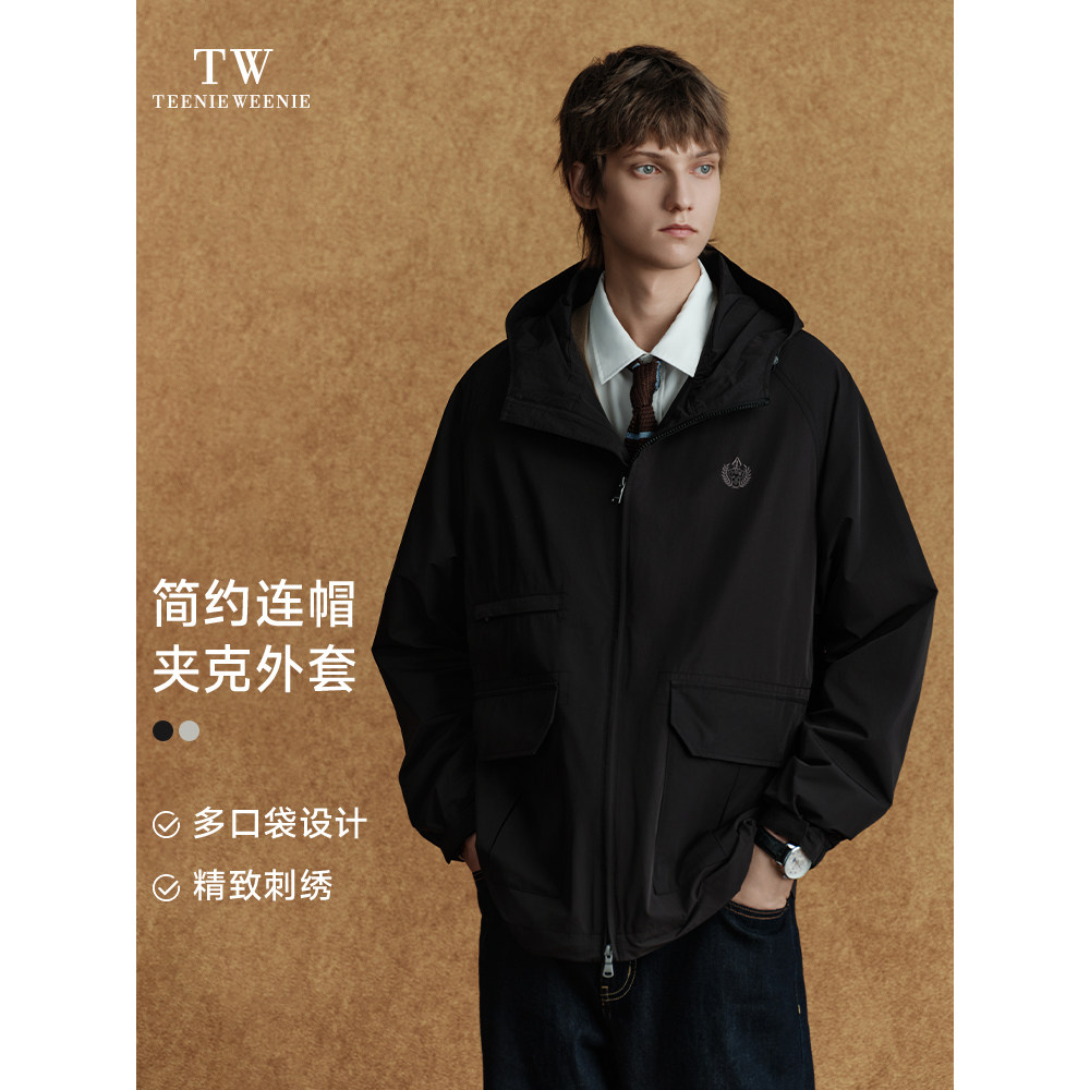 TeenieWeenie小熊男装上衣刺绣通勤休闲舒适简约百搭连帽夹克外套