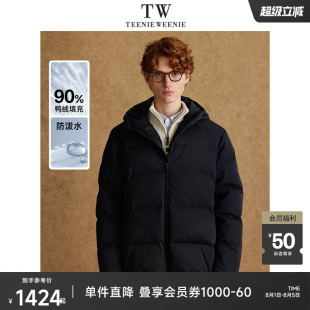 休闲简约防水羽绒服冬季 TeenieWeenie小熊男装 抽绳连帽舒适外套潮