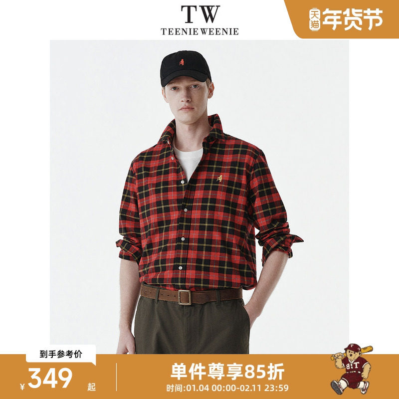 Teenie Weenie小熊男装复古简约休闲通勤百搭纯棉格纹长袖衬衫,男装,衬衫,淘宝优惠券,粉丝福利购,淘宝优惠卷