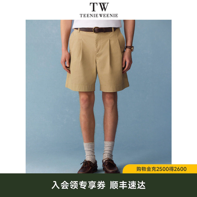 TeenieWeenie小熊男装2026夏季宽松透气休闲直筒五分裤纯色短裤