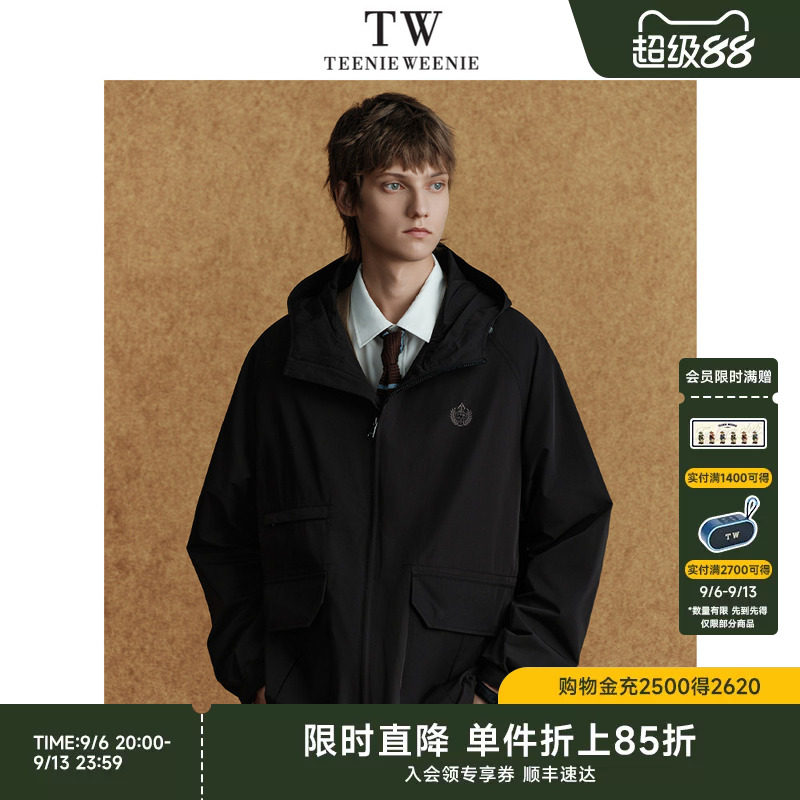TeenieWeenie小熊男装上衣刺绣通勤休闲舒适简约百搭连帽夹克外套