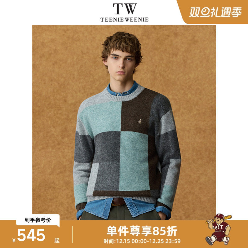 Teenie Weenie小熊男装圆领冬季新款针织衫保暖休闲新款
