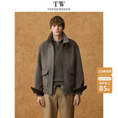 TeenieWeenie小熊男装 灯芯绒拼接刺绣贴布休闲保暖夹克 短款