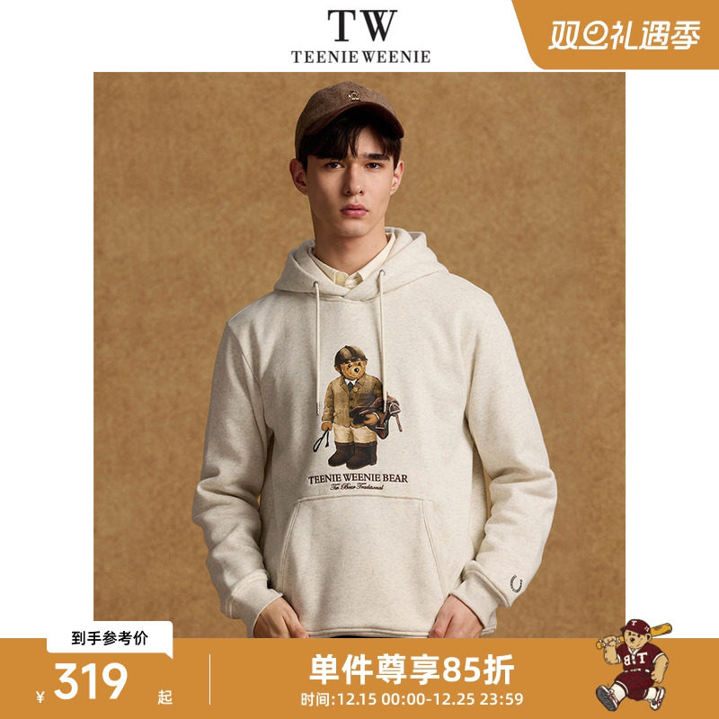 Teenie Weenie小熊男装卡通连帽卫衣男2024冬季新款