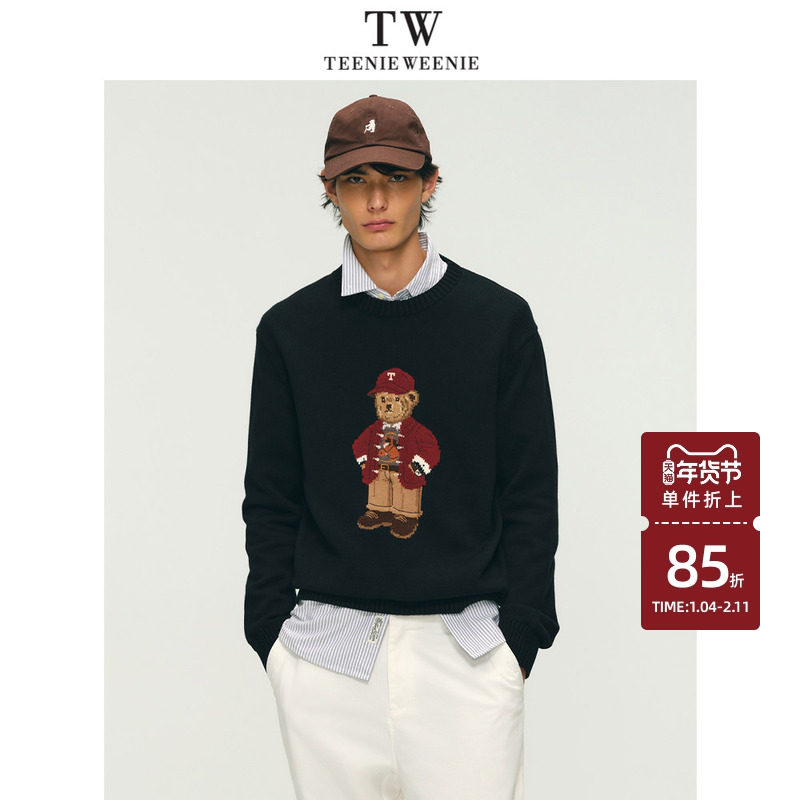 Teenie Weenie小熊男装日常休闲微阔微落肩提花刺绣圆领