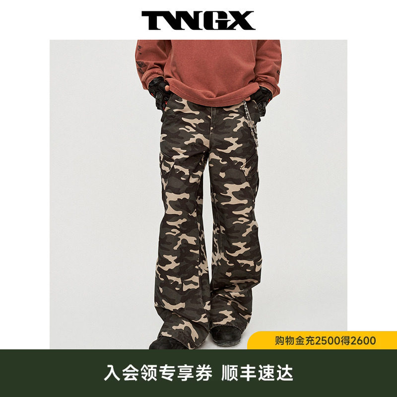 TeenieWeenie小熊男装2026年秋季时尚户外迷彩印花牛仔工装休闲裤