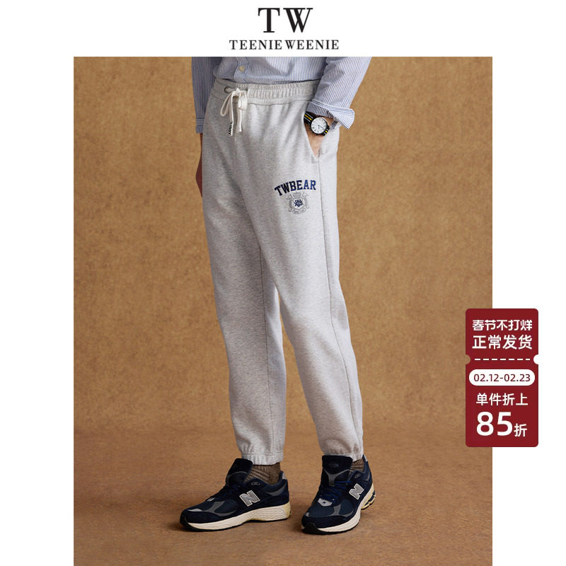 TeenieWeenie小熊男装简约时尚字母休闲裤冬季腰部抽绳宽