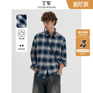 TeenieWeenie小熊男装 休闲舒适撞色设计纯棉色织格纹衬衫