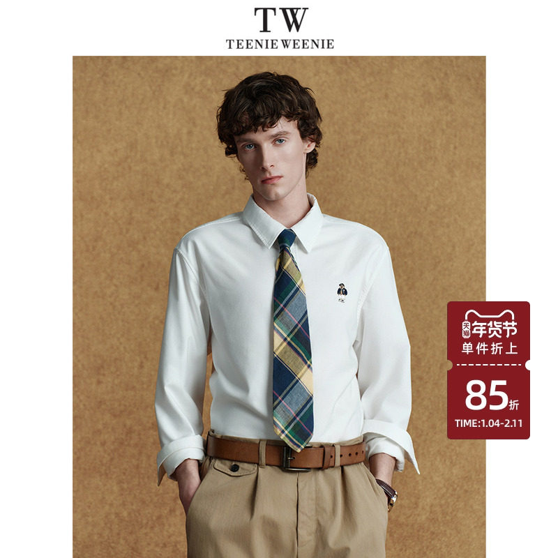 Teenie Weenie小熊男装刺绣简约牛津布长袖上衣新款休闲