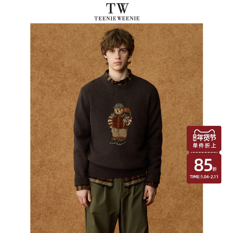 Teenie Weenie小熊男装美式休闲简约复古圆领毛衣