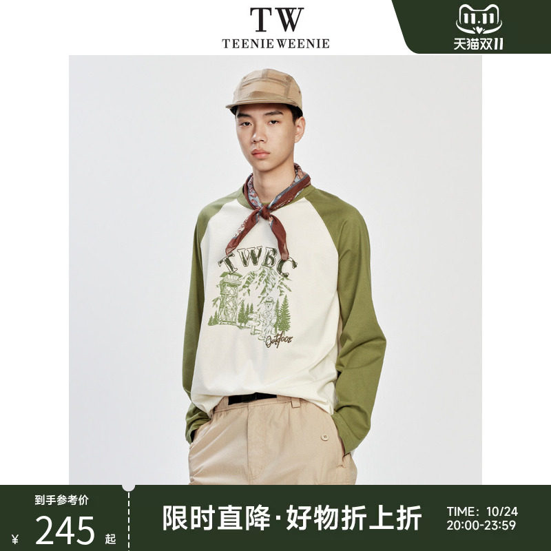 TeenieWeenie小熊男装2026年夏季凉感长绒棉宽松插肩袖版长袖T恤