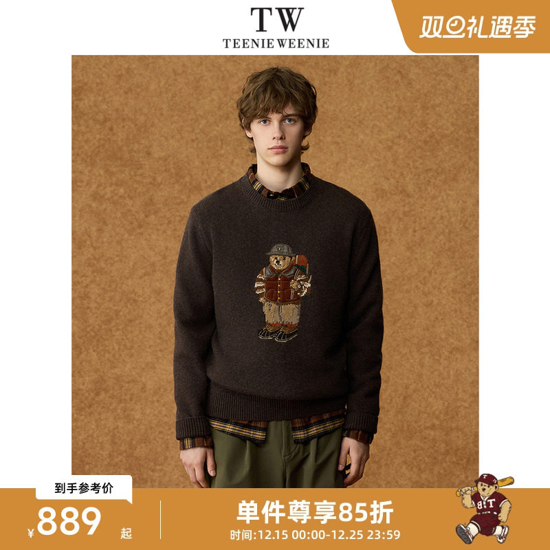 Teenie Weenie小熊男装美式休闲简约复古圆领毛衣