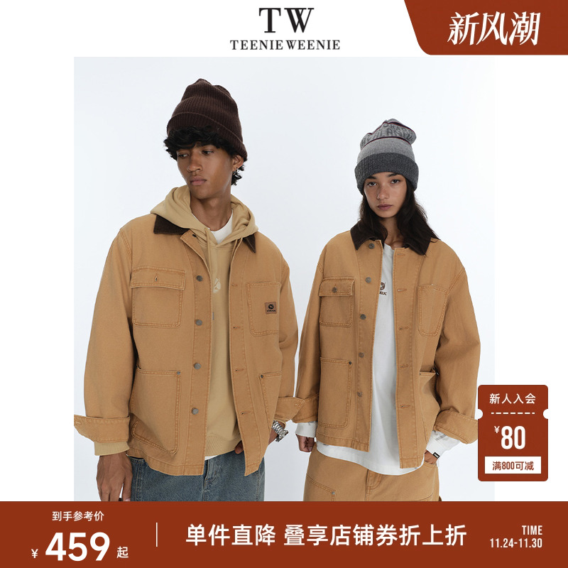 Teenie Weenie小熊男装美式街头风水洗做旧帆布休闲随性牛仔夹克