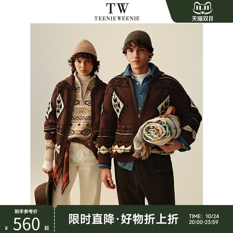 TeenieWeenie小熊男装上衣绵羊毛混纺复古美式慵懒风休闲舒适毛衣
