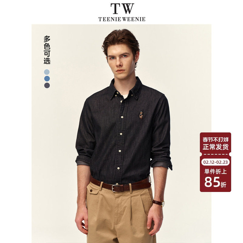 TeenieWeenie小熊情侣衬衫男款休闲美式外套长袖宽松牛仔上衣新款
