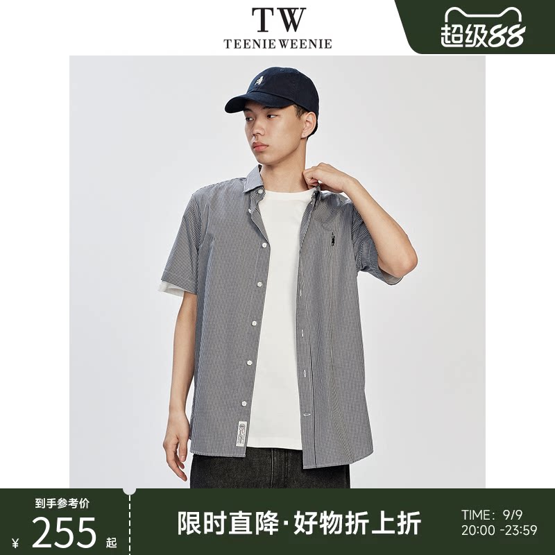 TeenieWeenie小熊男装2026年夏季日常休闲简约格纹纯棉短袖衬衫
