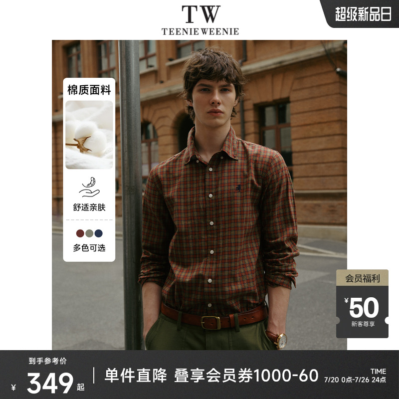 TeenieWeenie小熊男装简约时尚休闲格纹衬衫秋季复古宽松