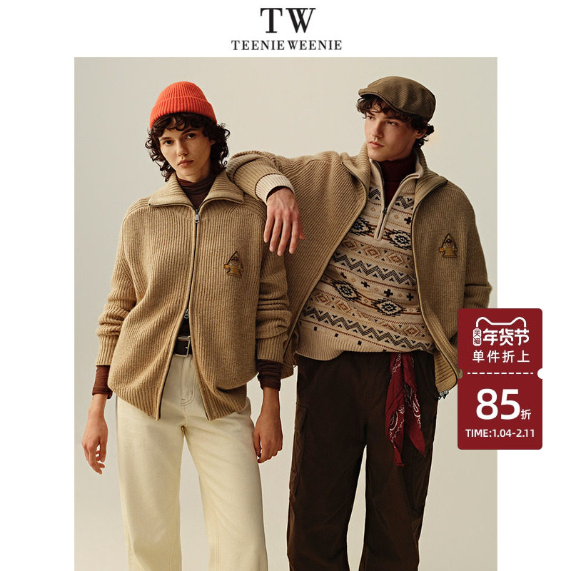 Teenie Weenie小熊男装羊毛混纺宽松冬季复古美式慵懒毛