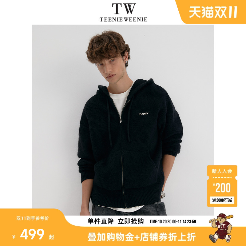 Teenie Weenie小熊男装休闲宽松连帽刺绣骨感挺阔舒适保暖毛衣