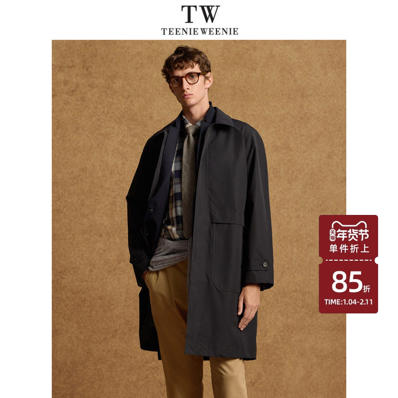 TeenieWeenie小熊男装简约时尚风衣春季拼接中长款休闲商