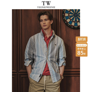 长袖 蓝灰条纹时尚 衬衫 新款 简约衬衣 2025春季 TeenieWeenie小熊男装