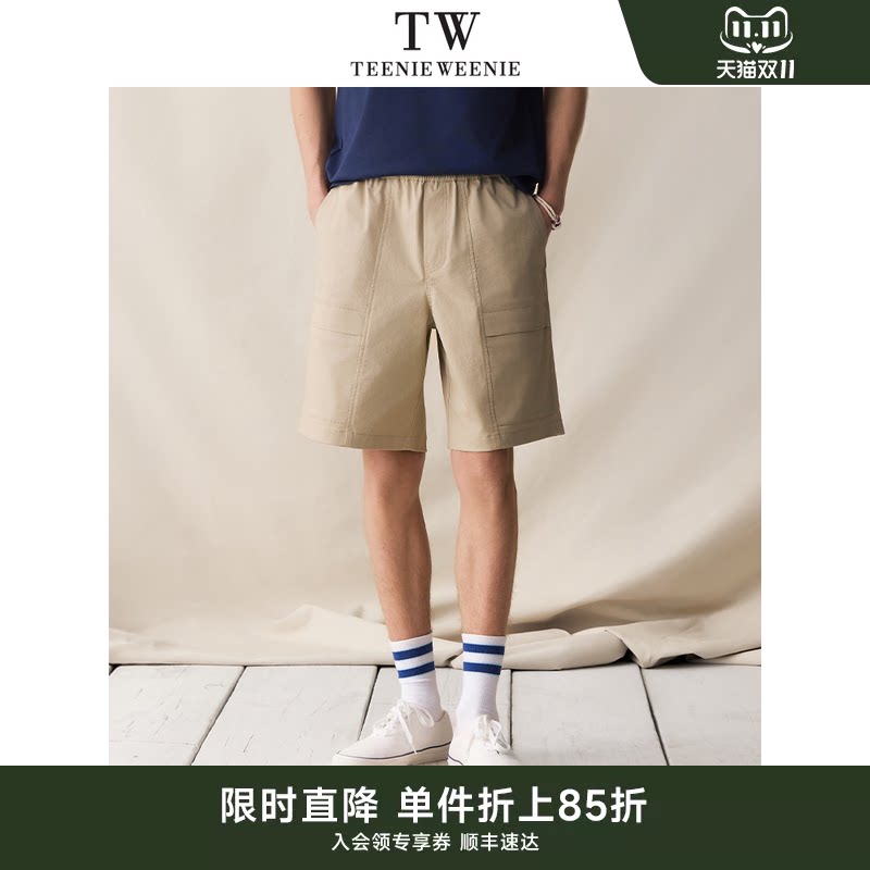 TeenieWeenie小熊男装2026年夏季休闲舒适肌理感松紧腰头梭织短裤