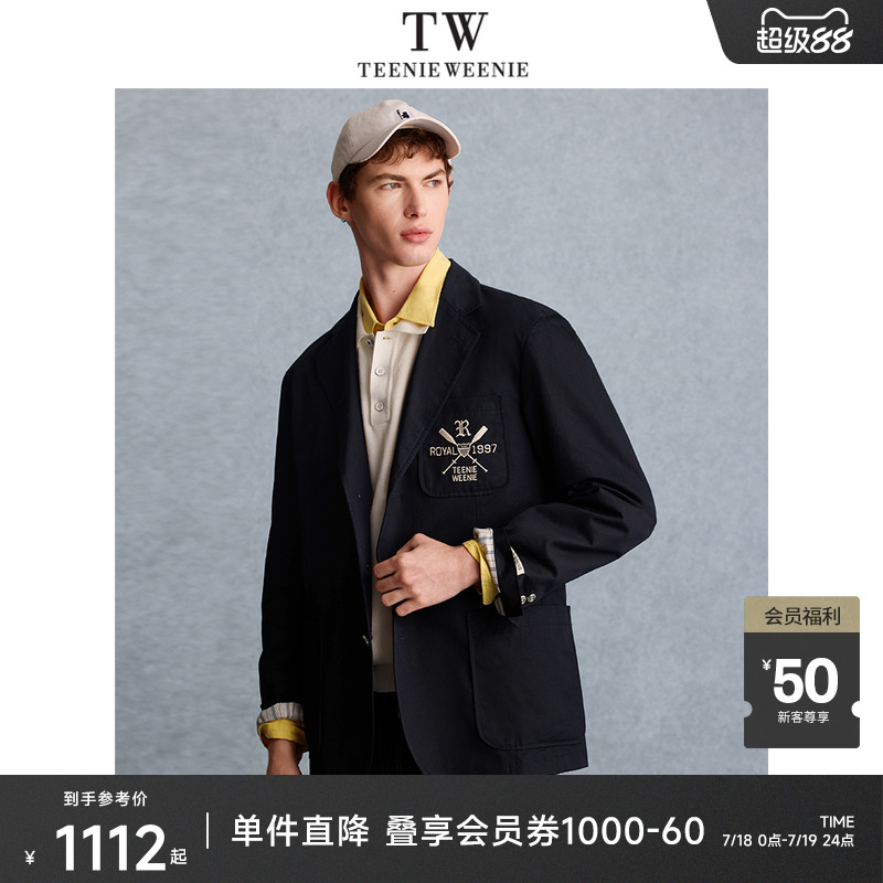 TeenieWeenie小熊男装西装外套2025夏季新款复古老钱学院上衣