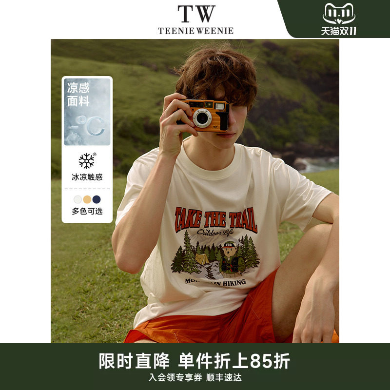 TeenieWeenie小熊男装凉感T恤透气宽松印花美式复古圆领户外短袖