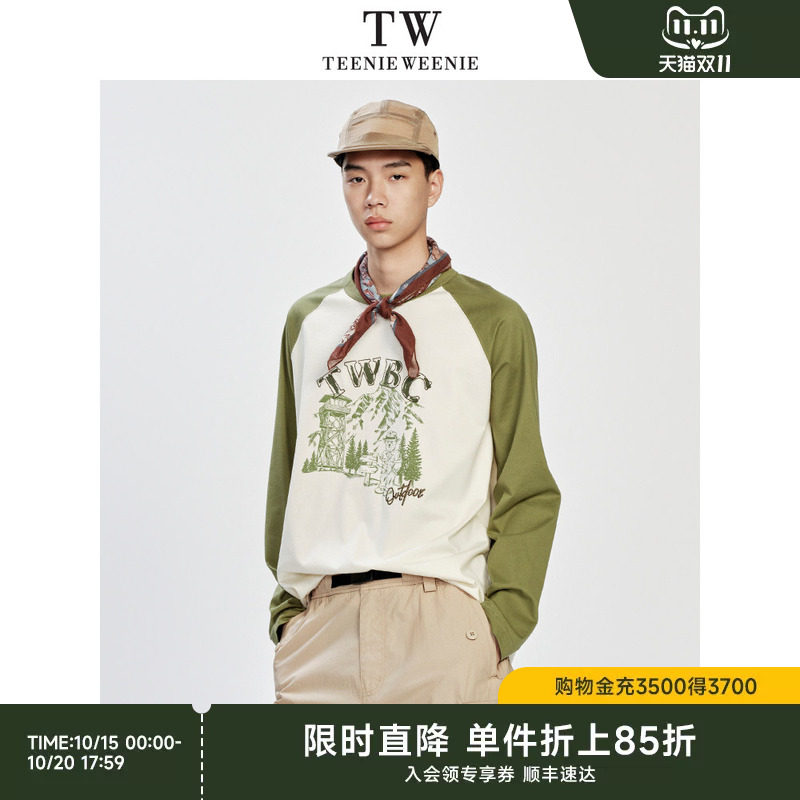 TeenieWeenie小熊男装2026年夏季凉感长绒棉宽松插肩袖版长袖T恤