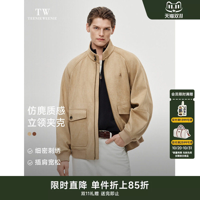 TeenieWeenie小熊男装夹克新款复古工装风仿麂皮质感休闲外套上衣