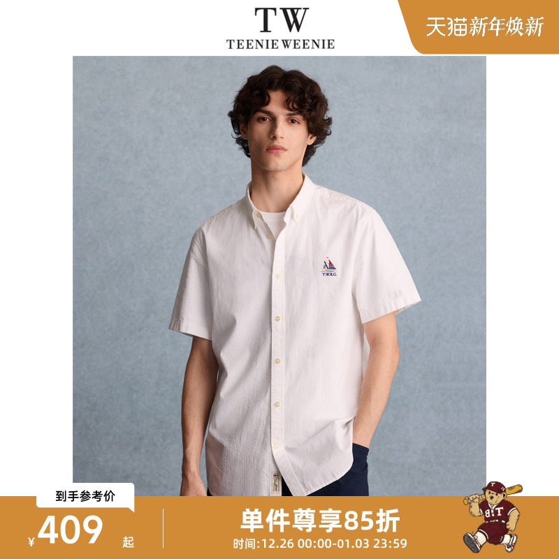 TeenieWeenie小熊男装衬衫2025年夏季新款简约休闲商