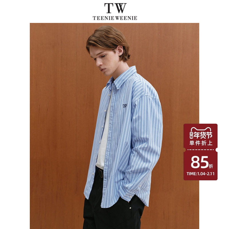 TeenieWeenie小熊男装条纹衬衫2025年春季新款时尚学