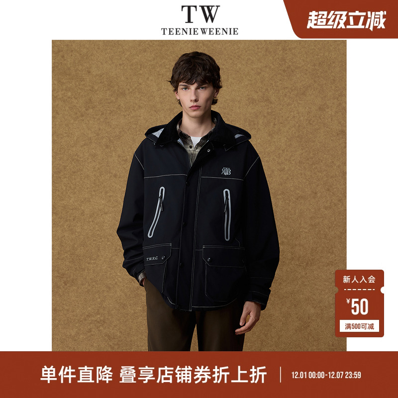 Teenie Weenie小熊男装灯芯绒领户外时尚中长款夹克外套
