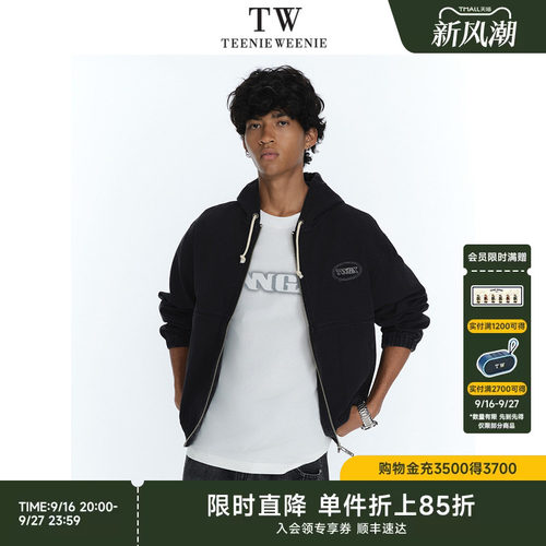 TeenieWeenie小熊男装复古水洗做旧帆布舒适街头风连帽牛仔夹克