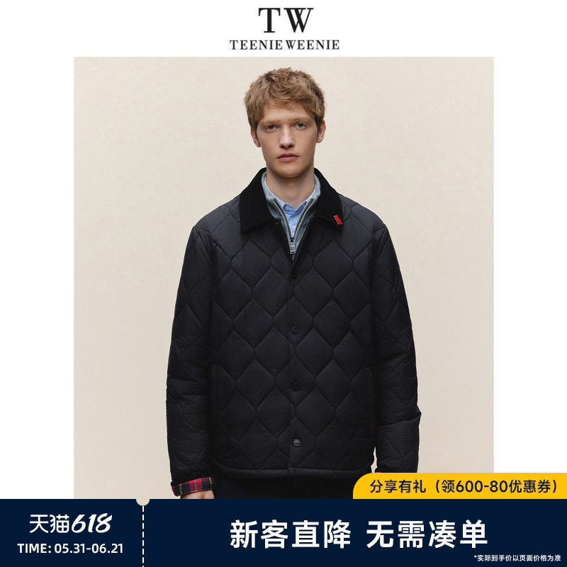 TeenieWeenie小熊男装通勤美式宽松灯芯绒翻领绗缝夹克棉服外套