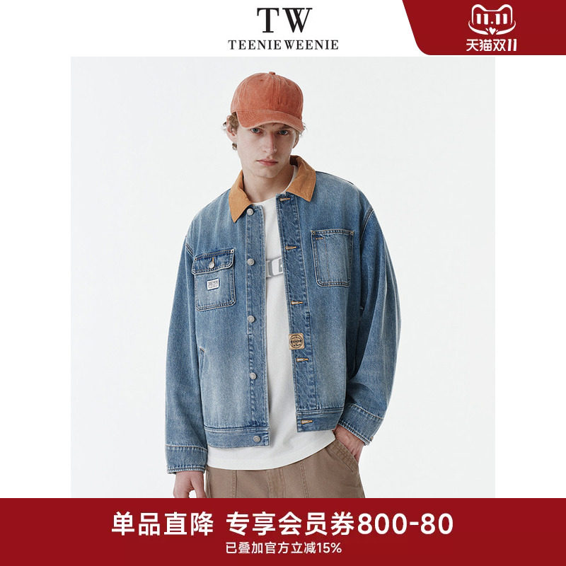 TeenieWeenie小熊男装2026年春美式复古灯芯绒翻领牛仔夹克外套