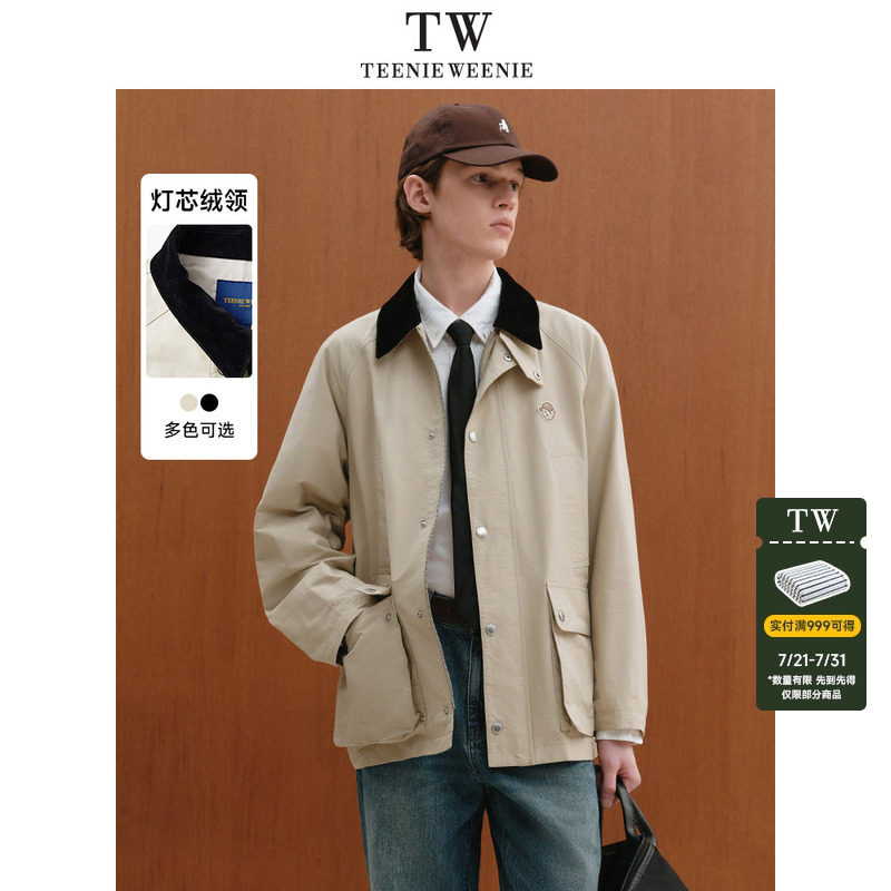 TeenieWeenie小熊男装秋季新款男士外套休闲高级翻领工装美式夹克
