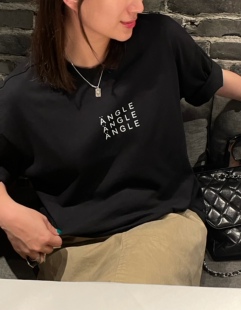 ANGLE 安格集合店 LOGO字母印花限量款纯色棉T恤上衣宽松男女同款