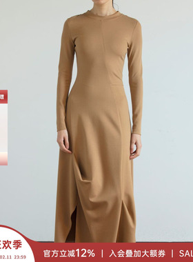 AETNA PROJECT 安格集合店 栗色弹力垂褶连身裙